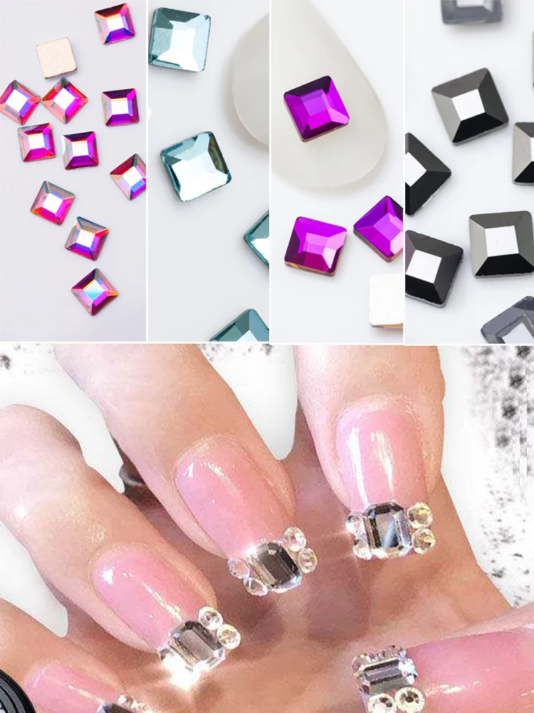 Pièces pour ongles en verre cristal clair AB, 20 pièces, 4mm, non correctif, mélange de couleurs, décoration en biscuits N64.Art