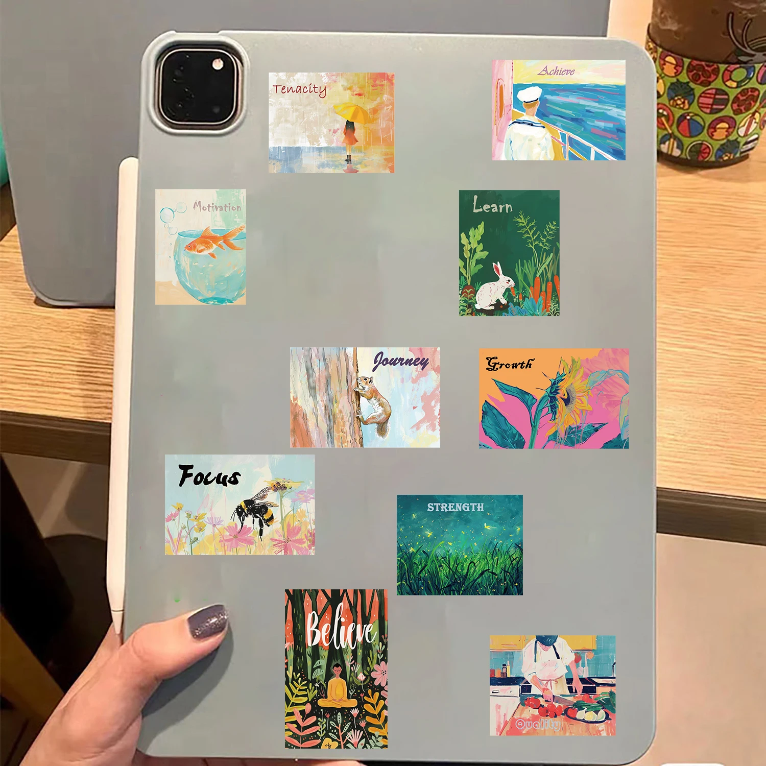 50 STKS Inspirerende Aquarel Art Posters Stickers Prachtige Notebook Esthetische Cafe Fiets Klassieke Woondecoratie Sticker ﻿