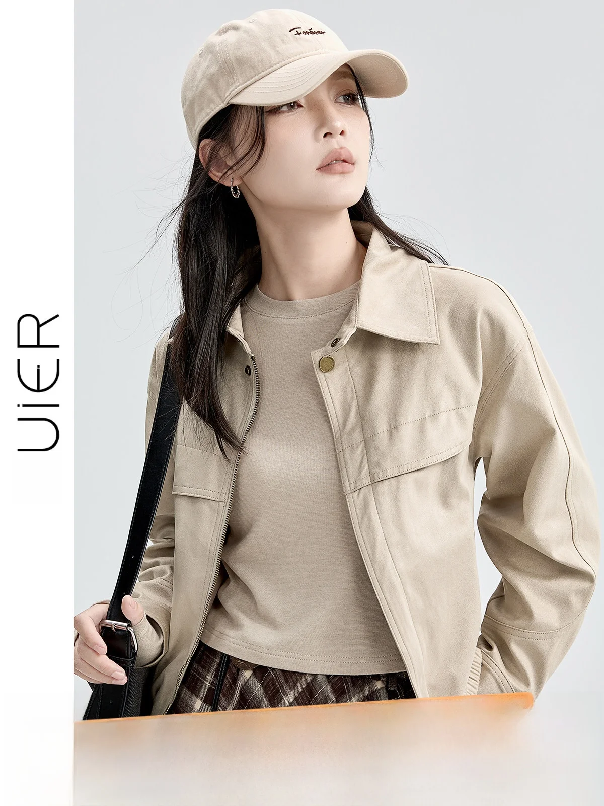 

Женская замшевая куртка Guier, новинка осени 2026, в стиле ретро, приталенная, повседневная, с застежкой-молнией, удлиненная, свободного кроя