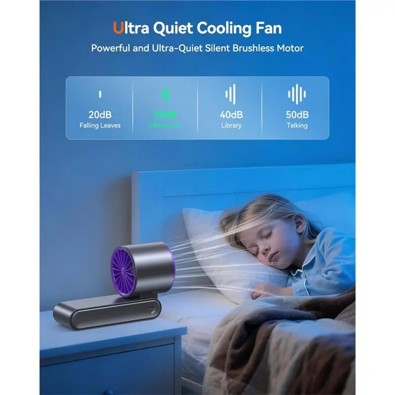 [B25B!】 20000 RPM Powerful Silent Motor, 199 Speed Personal Fan Summer Essential For Travel/Outdoor/Office Handheld Ice Cooler F