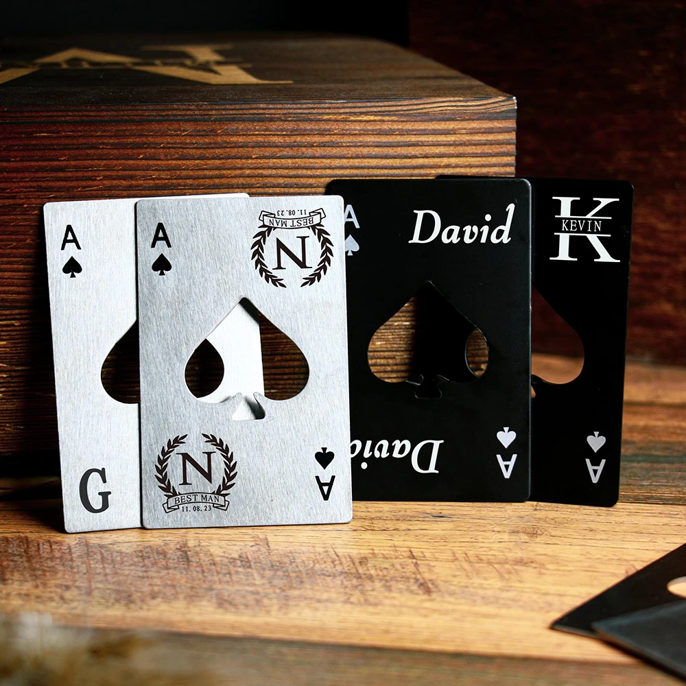 Custom Poker Card Bottle Opener Ace of Spades Bottle Opener for Wallet and Pocket Metal Beer Opener Wedding Favors for Guests