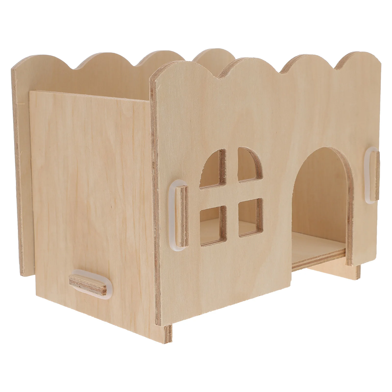 

White Wooden Shelter Hamster Hamster Hut Hut Small Hedgehog Hideaway Durable Window Design Pet House Nest