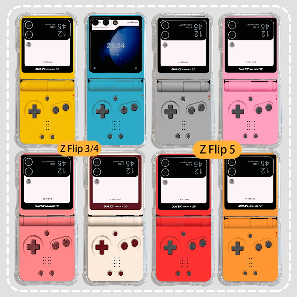 Fashion Retro machines Phone Case for Samsung Galaxy Z Flip 3 4 Z Flip 5 Z Fold 4 5G PC Soft Anti-fall G-Gameboy Boy Game Cover