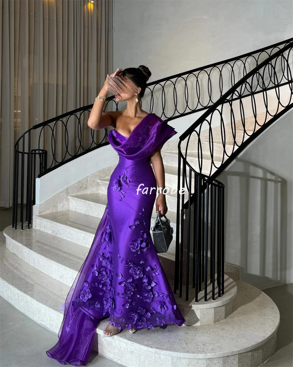 Customized Intricate Exquisite Applique Flower Pleat Mermaid One-shoulder Long Dresses Bespoke Occasion Dresses High Quality Cla