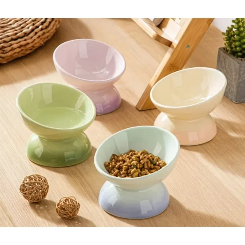 

anti-overturning protection cervical spine cat eating drinking water cat grain basin cute pet oblique mouth bowl