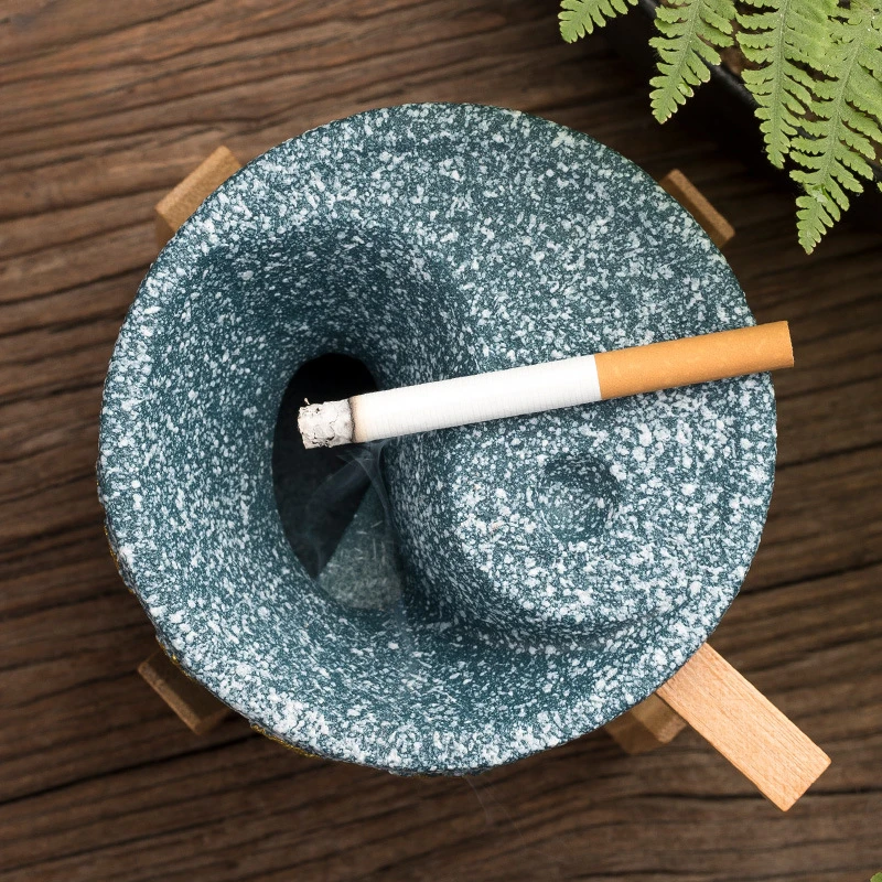 Creative Stone Grinding Ashtray Household Large-capacity Anti-flying Ceramic Ashtray Personalized Car Frosted Ashtray Ornaments