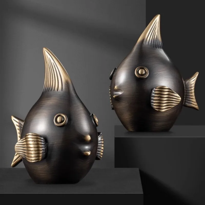 New Chinese copper ornaments model house home soft decoration jewelry brass fish creative artwork housewarming new home marriage