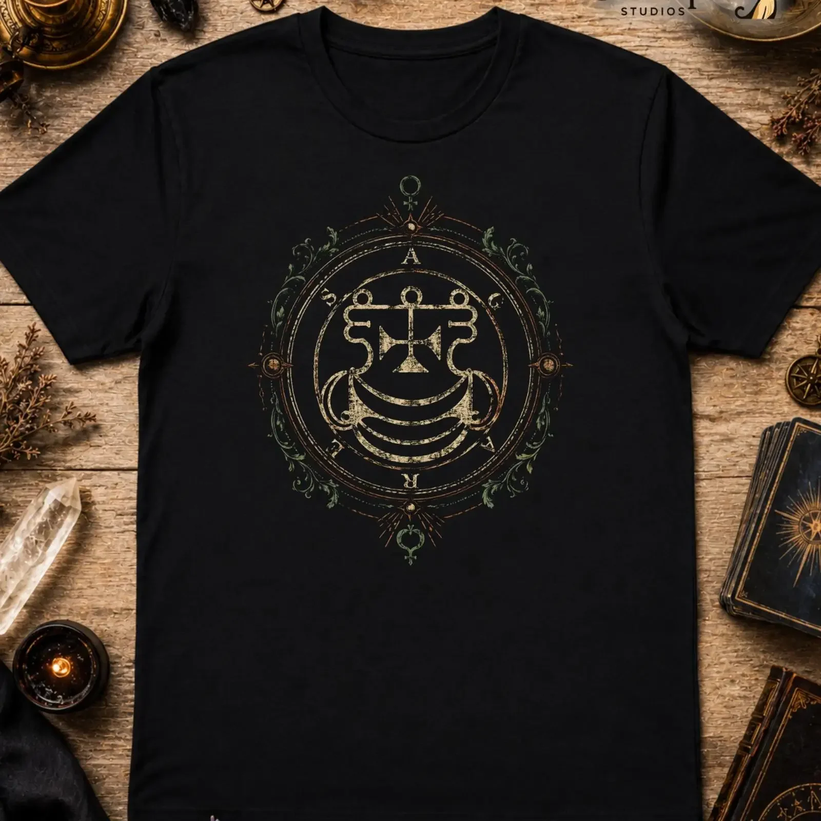 Agares Ars Goetia Seal T Shirt Goetic Demon Sigil Ritual Magick Black XS 5XL vintage Washed Soft Stretched homme
