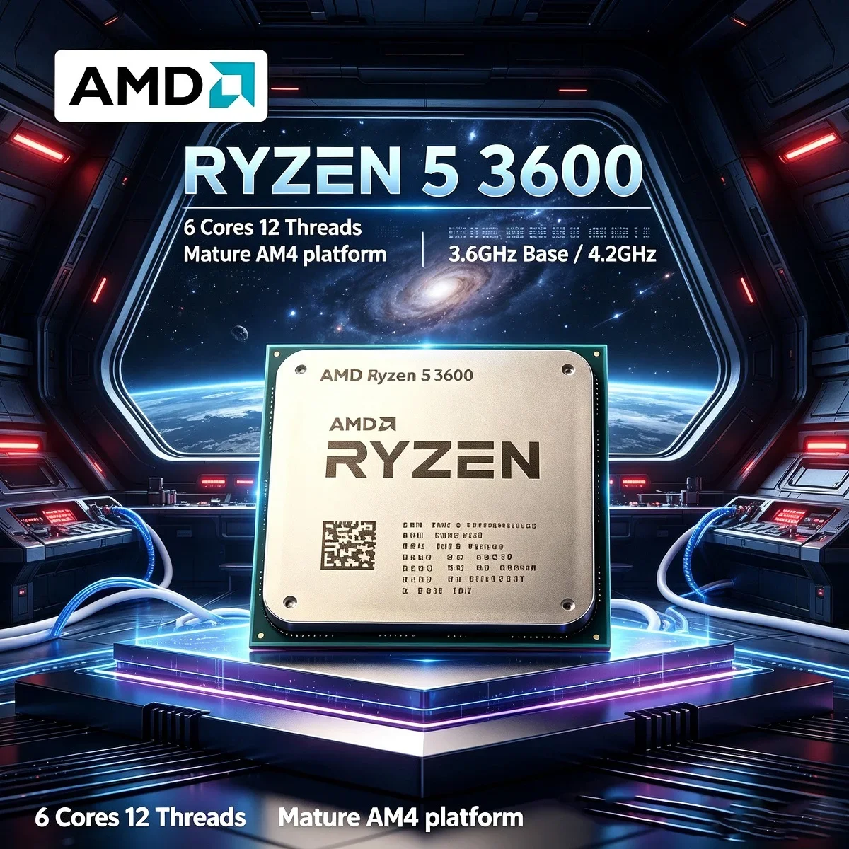 Processador AMD Ryzen 5 3600 R5 3600 Matisse CPU 6 Núcleos 12 Threads 4.2GHz Boost Soquete AM4 7NM para Desktop Gamer