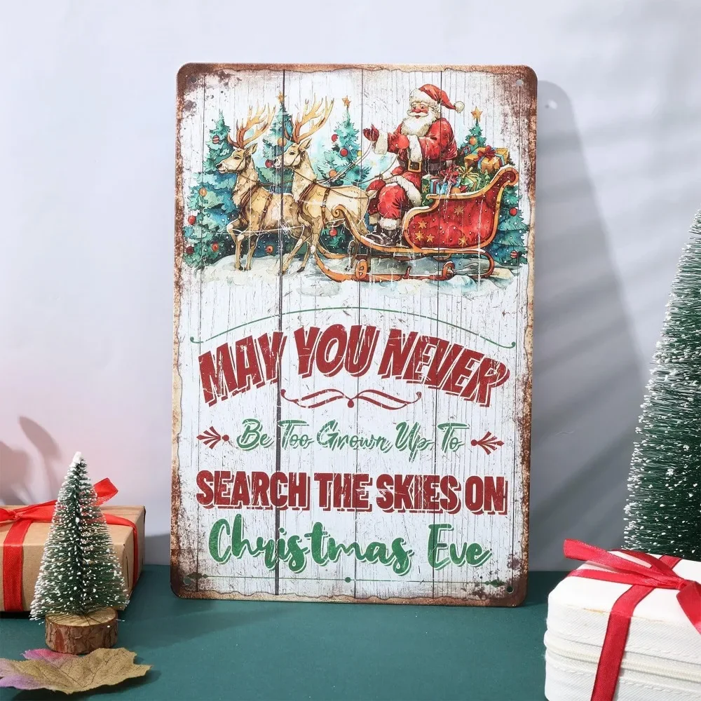 Santa Claus and Elk Tin Sign 