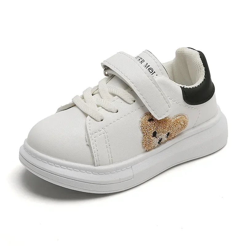 Cute Furry Bear Pattern Children Sneakers Flat Heel Baby Girl Shoes Platform Little Boy Running Shoes Kids Tenis Shoes