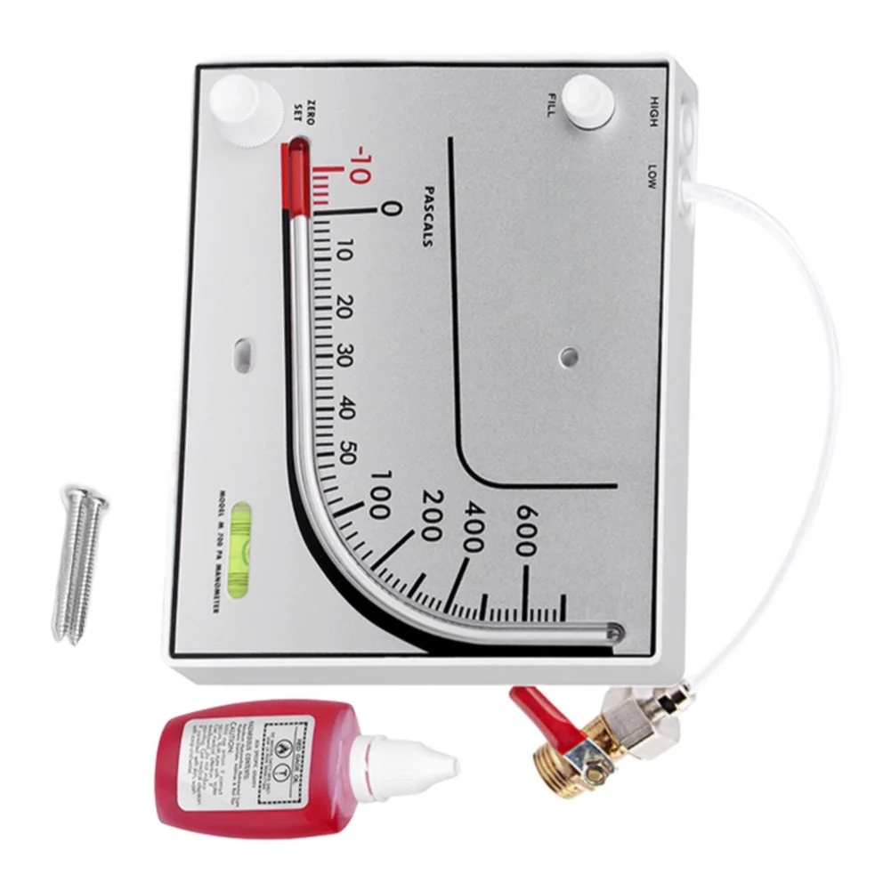 Filled Manometer for HVAC Air Pressure Differential Measurement with Inclined and Vertical Mounting Capability