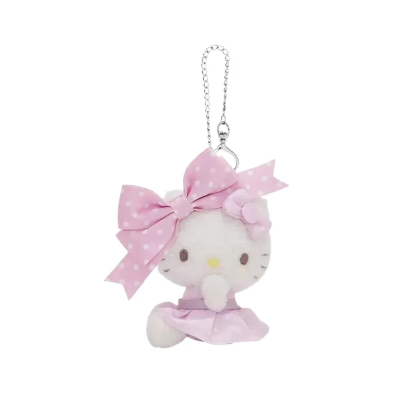 Kawaii Hello Kitty Polka Dot Bow Pluszowy brelok do kluczy Cartoon Cinnamoroll My Melody Kuromi PP Wypełniony bawełną brelok do tornistrów szkolnych