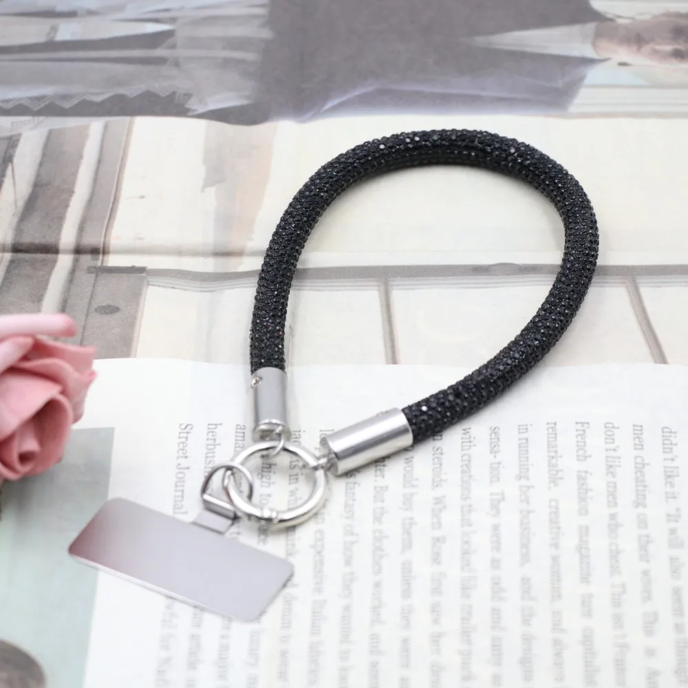 Fashion Glitter Rhinestone Phone Lanyard Bright Bling Bling Phone Wrist Straps Diamond Crystal Keychain Phone Accessories