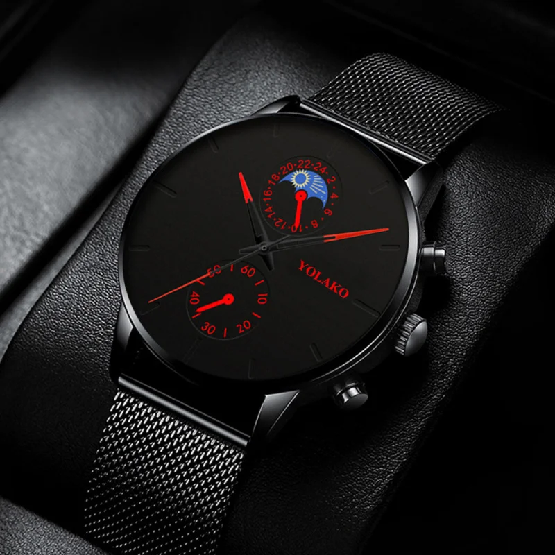 Nuevo reloj de moda para hombre, bonito estudiante británico, estilo coreano, puntero de Color contrastante, cinturón de acero, ojos de cuarzo, cintura electrónica Wat