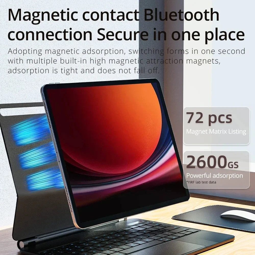2026 Smart Magic Keyboard Cases for Samsung Galaxy Tab S11 S10 S9 S8 Ultra 14.6 Inch Bluetooth Magnetic Adjustable Bracket Cover