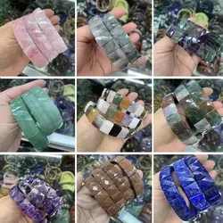 10X12MM Natural Stone Pink Crystal Tiger Eye Fluorite Geometric Beads DIY Jewelry Energy Elastic Couple Bracelet Party Gift