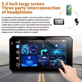 2026 Lancol Waterproof HUD Smart Motorcycle HUD Dashboard With GPS TPMS Video Recorder Carplay Screen Driving Recorder
