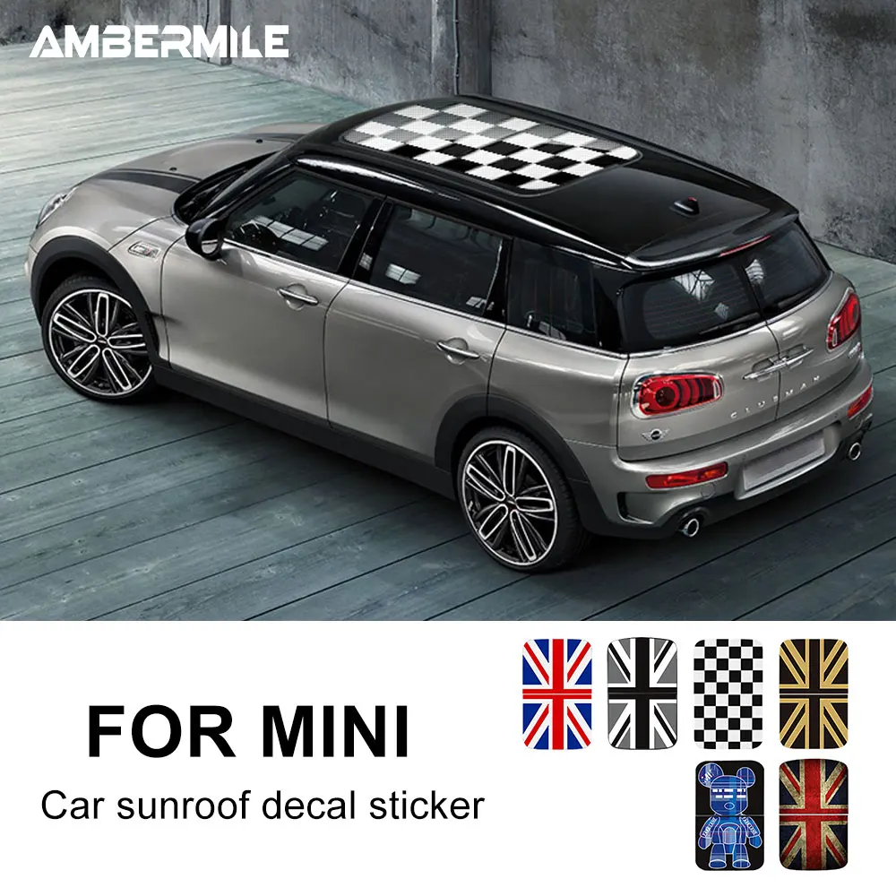AMBERMILE PVC Car SunRoof Skylight Stickers Car Styling For Mini F54 F55 F56 F60 R53 R55 R56 R60 R61 Countryman Roof Cover Decal