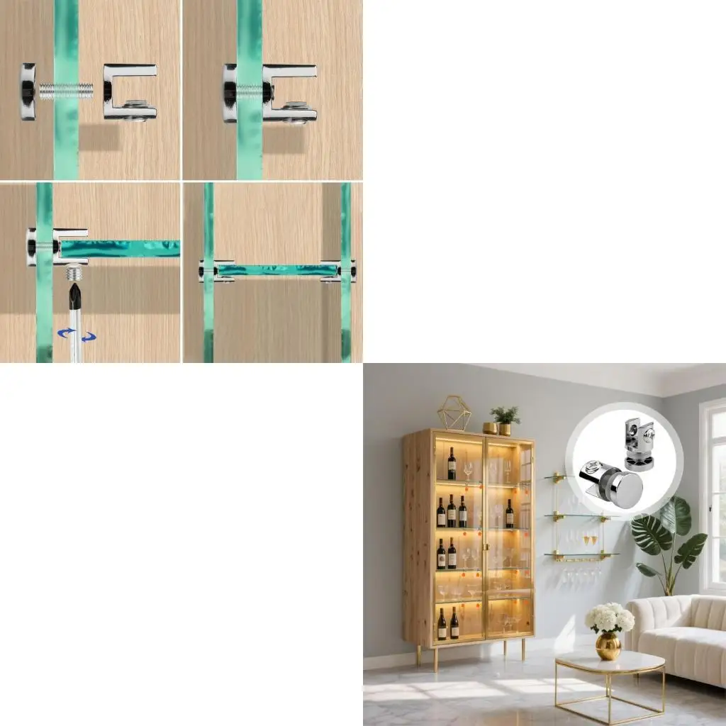 Pack Of 6 Single Side Glass Shelf Brackets Heavy Duty Glass Clamping Brackets Corrosion Resist for 5-10mm Thick Panel