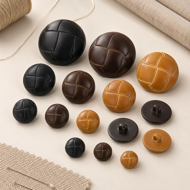 

50/100Pcs 15-25mm Round Imitation Leather Buttons Plastic Shank Buckles for Coat Jacket Bag Clothing Sewing Decor Accessory