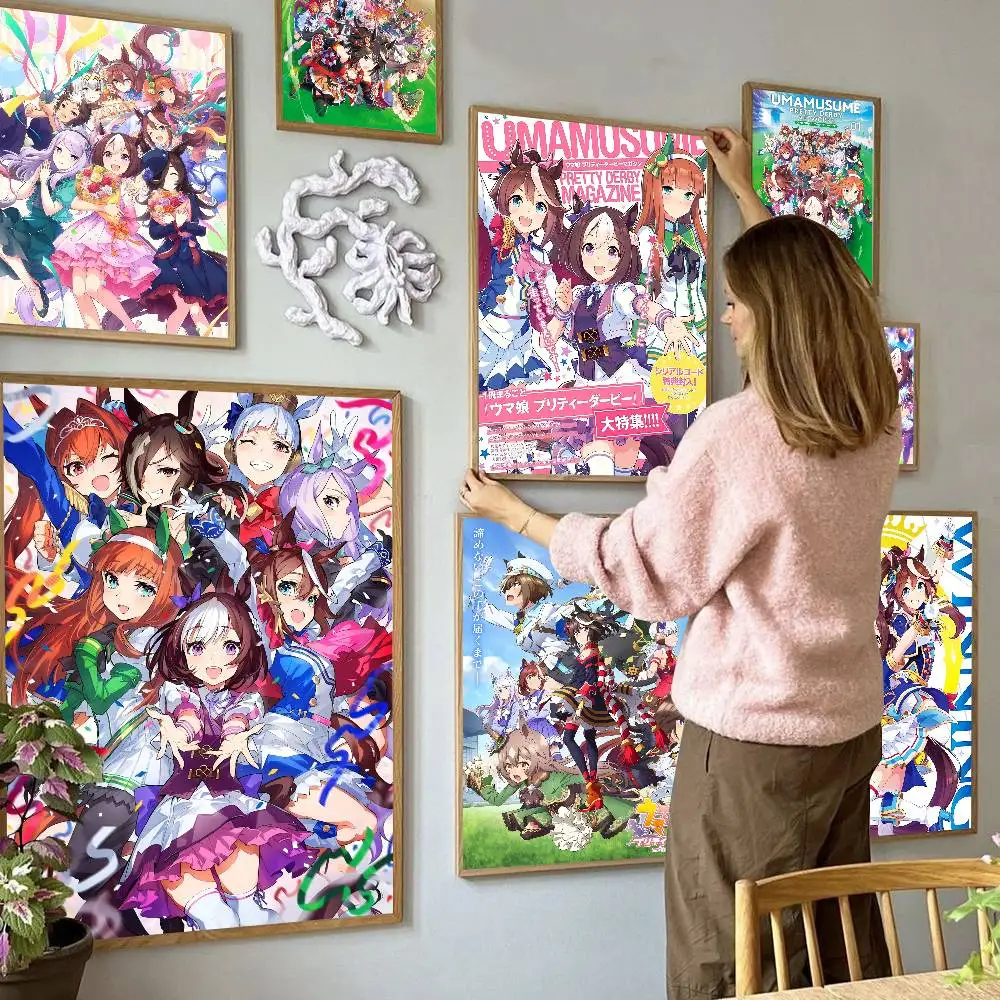 أنيمي أوما موسومي جميلة ديربي الفيلم الكلاسيكي الملصقات HD جودة ملصق جدار الفن اللوحة دراسة الشمال ديكور المنزل