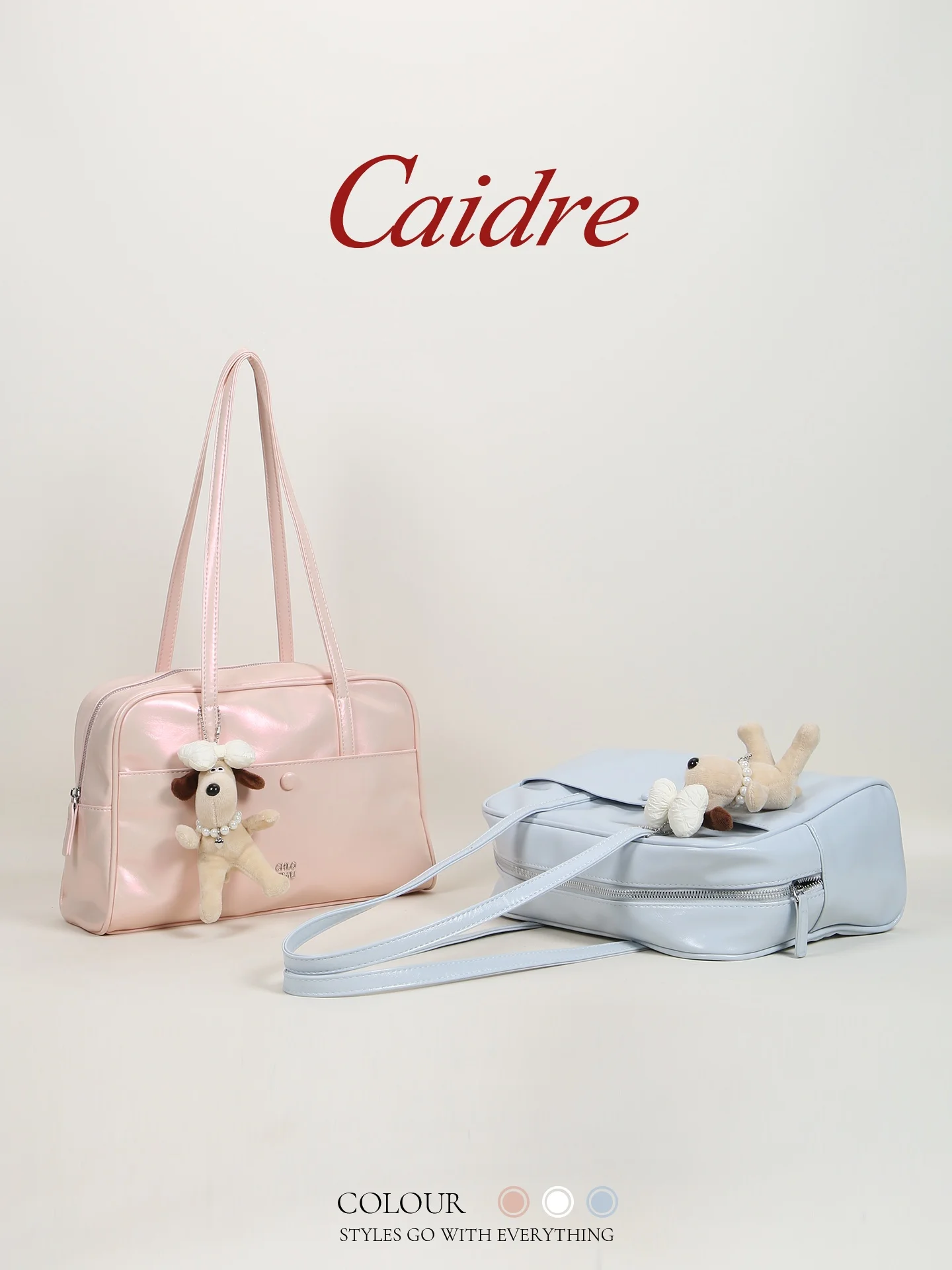 

Caidre Pink oulder Bag Large Capaci Commuter Handbag Soft PU Leather Korean Sle Underarm Bag for Young Women
