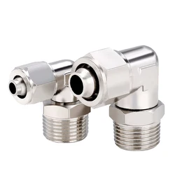 PL Fast Tightening Pneumatic Quick Connector PU Hose Pipe 4 6 8 10 12mm 360 Degree Rotary L Elbow Outer Thread 1/8 1/4 3/8 1/2