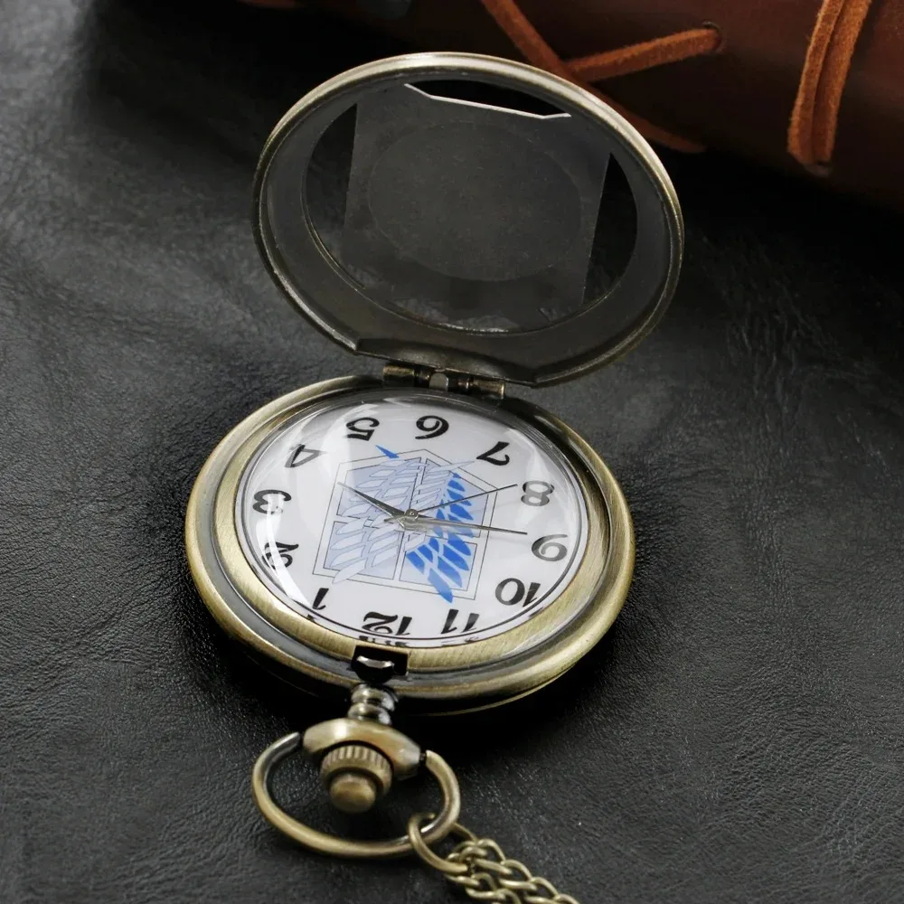 블루 화이트 날개 목걸이 남여 펜던트 시계 어린이를위한 코스프레 빈티지 청동 석영 포켓 시계 여성 남성을위한 선물