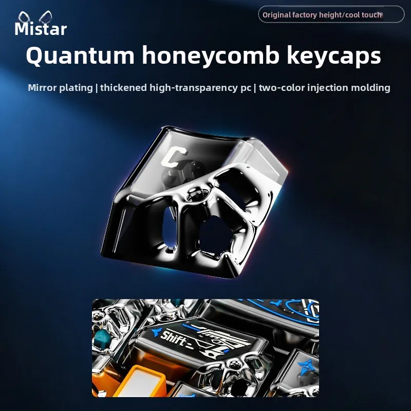 MIXINGSTAR Quantum Honeycomb Cool Touch Keycap Set Mirror Electroplated Double Shot Injection OEM Profile Keyboard Accessories