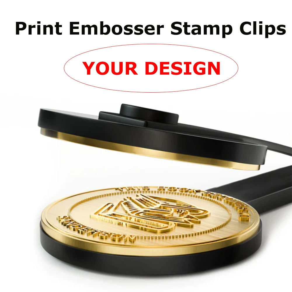 

Custom Print Embosser Stamp Clips Your Own Design LOGO Personalized Embossing Seal for Letter Head Wedding Envelope Graduation