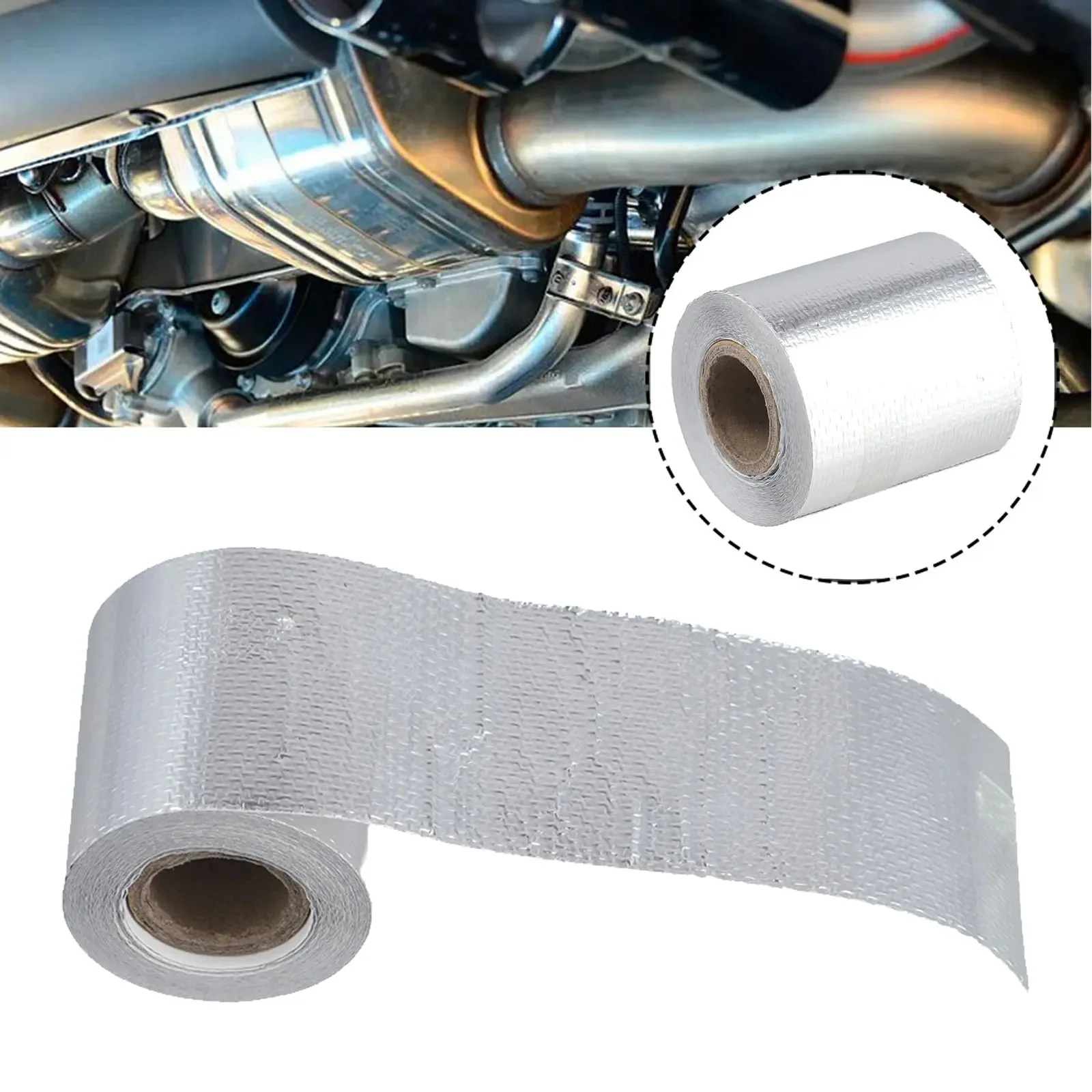Exhaust Header Wrap Aluminum Foil Heat Shield Tape Abrasion Resistant High-temperature Resistant Oil Spill Resistant 5M*5cm L*W