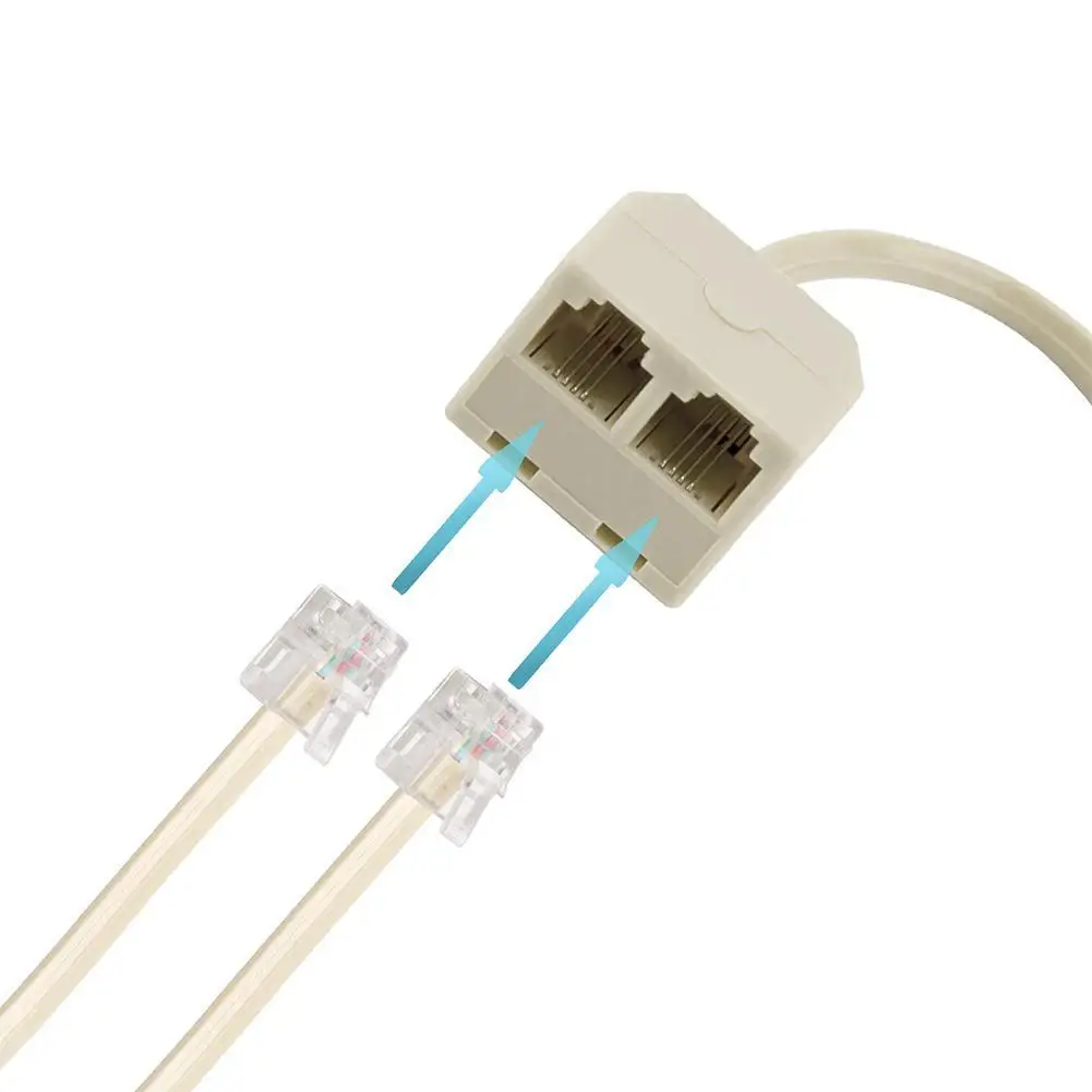 Telephone Splitter RJ11 6P4C 1 Male To 2 Female Adapter RJ11 To RJ11 Separator Telephone Line Cable Suit For