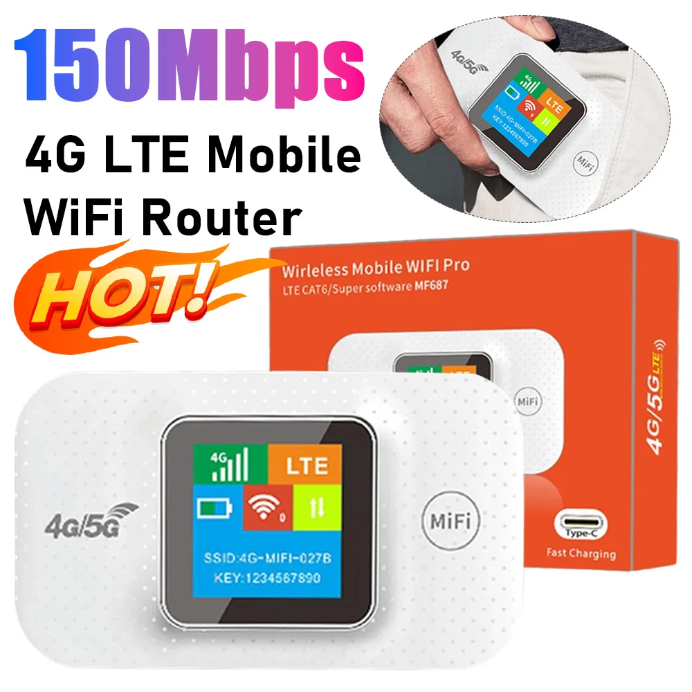 M6 MF687 Wireless Router With SIM Card Slot Portable Pocket WiFi Routers 150Mbps 4G LTE Modem 3000mAh Outdoor Mobile Hotspot New