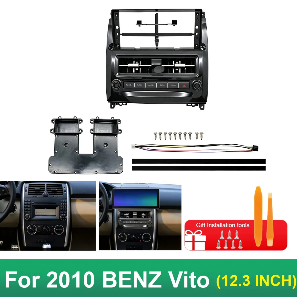 For 2010 BENZ Vito 12.3 Inch Android Car Radio Navigation Fascia Panel Stereo Dash Frame