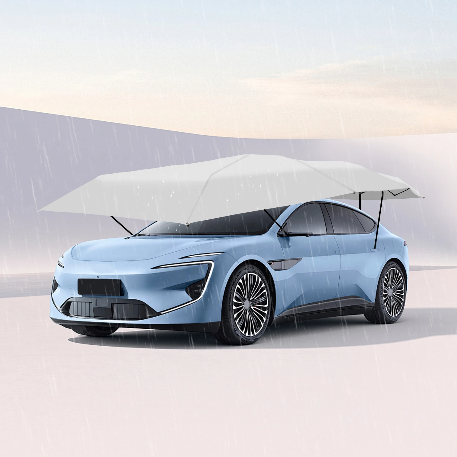 Car Tent, Car Sunshade Mobile Awning, Car Canopy, 4.6m Semi-Automatic Shade Shelter, UV Waterproof Anti-Theft, RV SUV Outdoor Auto Camping Cover