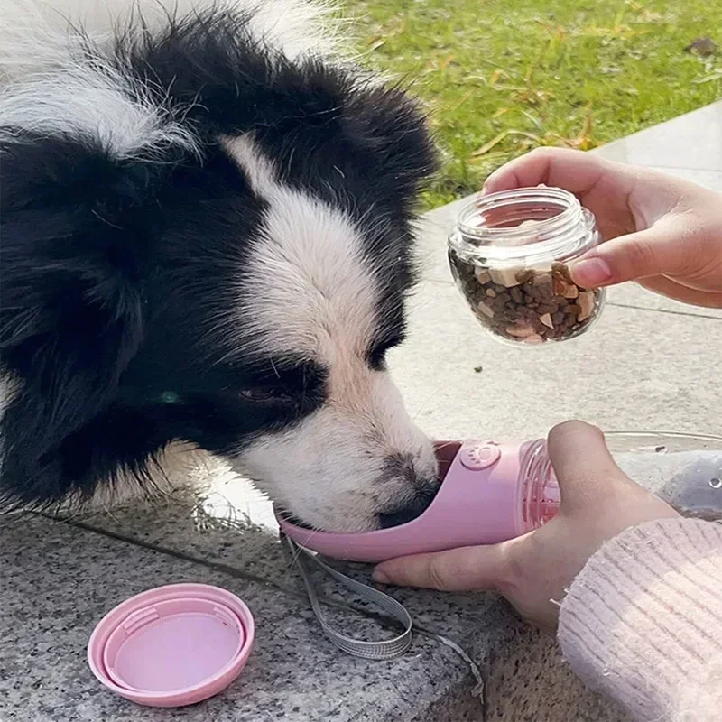 

Portable dog and cat water bottles with food and water storage containers for feeding puppies and pets