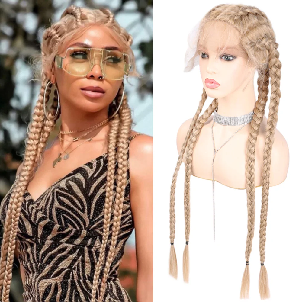 

Блондинка 4-закрученный вручную парик фронта шнурка Блондинка Средняя часть Синтетический плетеный парик фронта шнурка с волосами ребенка Термостойкий Fi