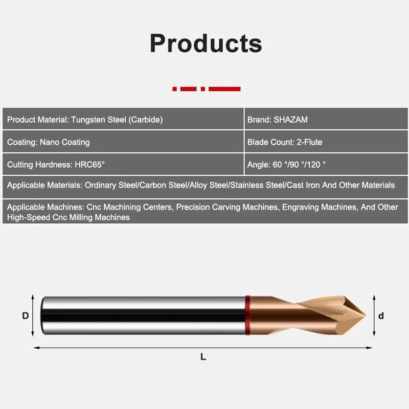 Imagem -06 - Shazam-círculo Vermelho Broca de Ponto Fixo de Aço de Tungstênio 60 Graus 90 Graus 120 Graus Nano Revestimento de Liga Bit para Máquina Cnc Brocas Ferramentas Hrc65