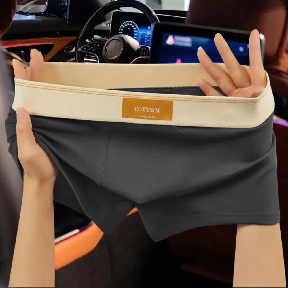 

4Pcs Comfortable Solid Color Men's Boxer Briefs Plus Size Seamless Men Panties Elastic Mid Waist Underwear for Man Boys