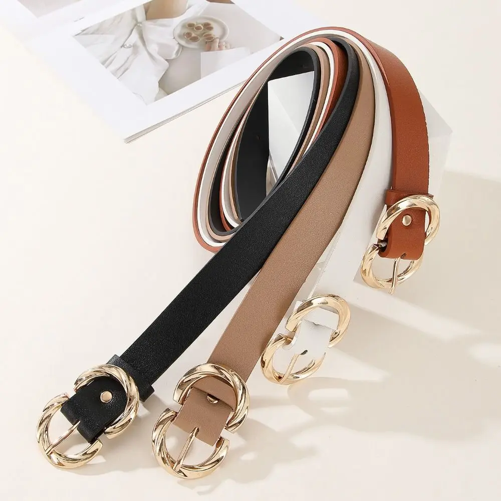 Casual Leather Belt Simple Trendy Double D Buckle Waistband Luxury Design Versatile Trouser Dress Belts Waist Decoration