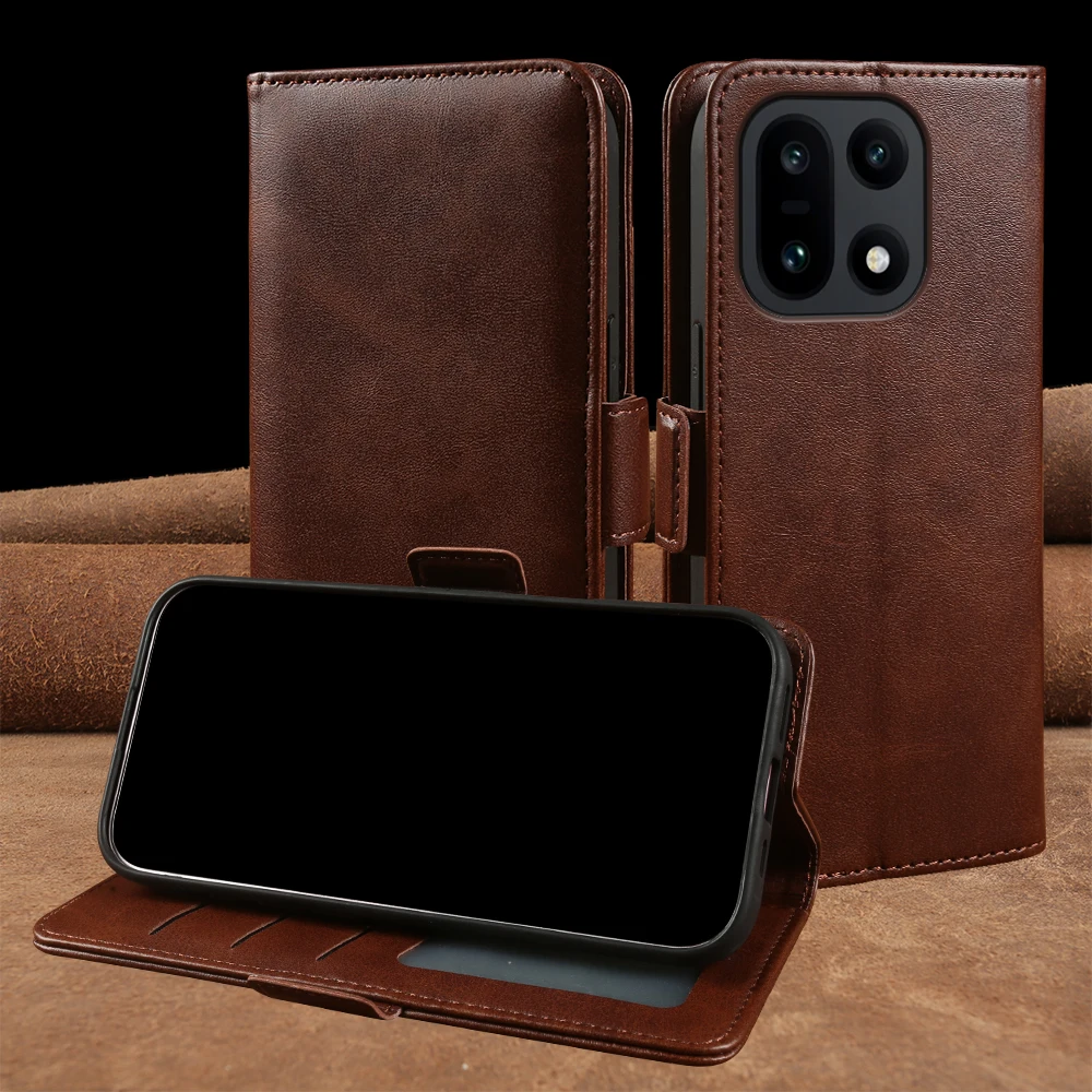 Calf Leather Flip Case For OnePlus 15 15R 13T 13S 13 12 11 10 Pro 13R 12R Ace 6 6T 5 Turbo 6 6V Nord 5 CE5 N10 Phone Case Cover