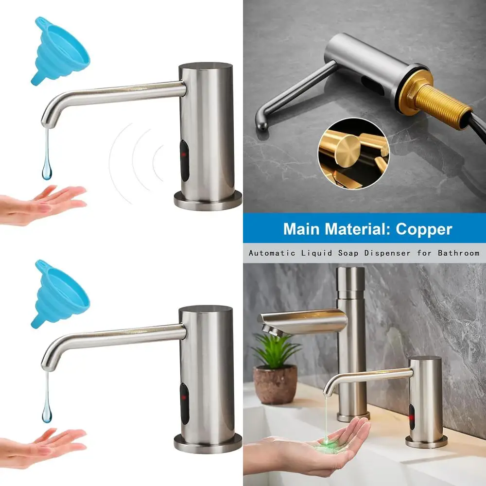 

Автоматический дозатор мыла со встроенной бутылкой и насосом, отделка из матового никеля для кухонных и ванных раковин