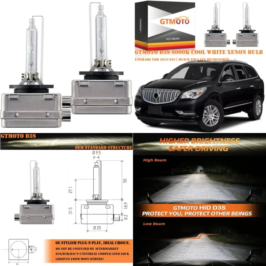 

D3S Xenon Bulbs for 2014 2015 2016 2017 2018 Buick Enclave Envision LaCrosse HID Headlights, GM 13587843 35W AFS Headlamp Model