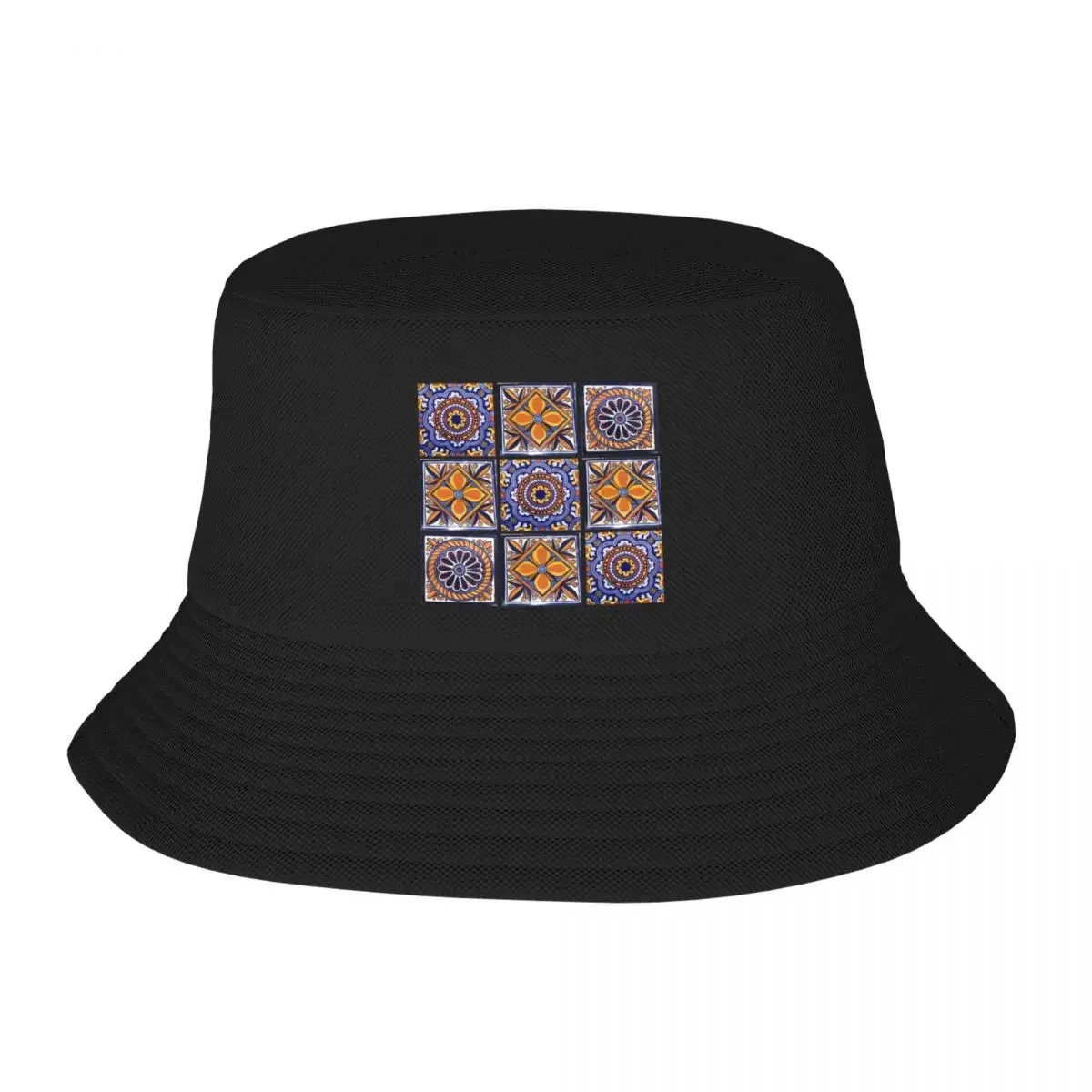 Mix yellow mexican tiles Bucket Hat Bobble Hat |-F-| Luxury Woman Men's