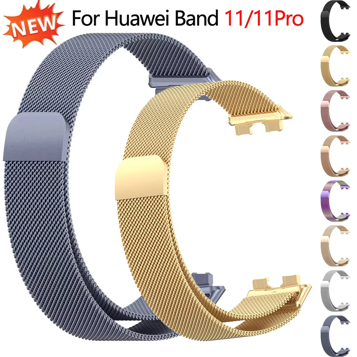 Milanaise-Armband für Huawei Watch 11/11Pro Magnetisches Metallschlaufenband für Huawei Band 11/11pro NFC Edelstahl-Armband