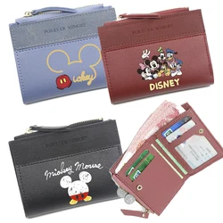 Disney-Minnie Kawaii Mini Carteira para Mulheres, Curto Couro PU, Porta Moedas, Porta-Cartão Multifuncional, Bonito