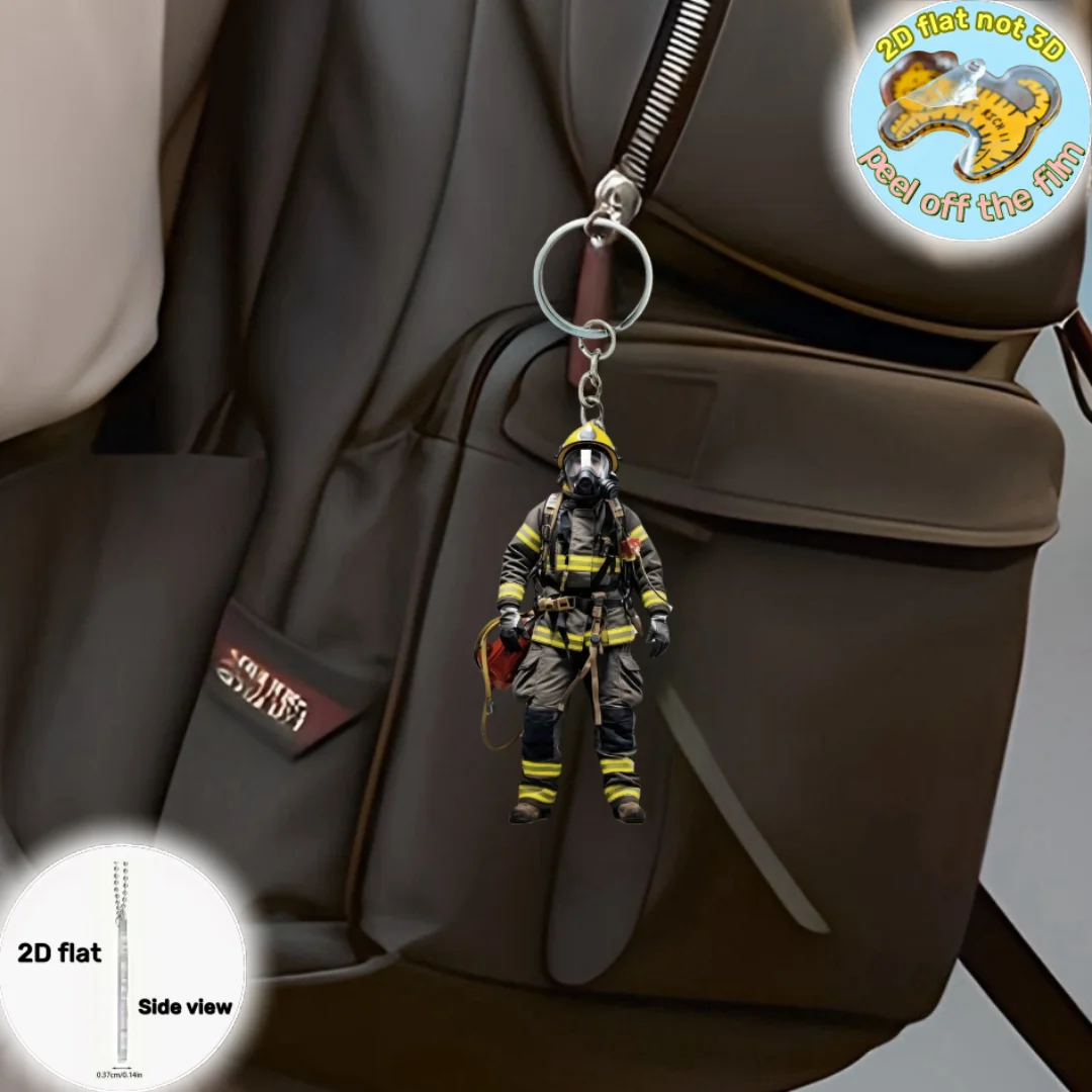 2D Firemen Warrior Keychain Fi - Heavy Equipment Key Ring 评论和价格