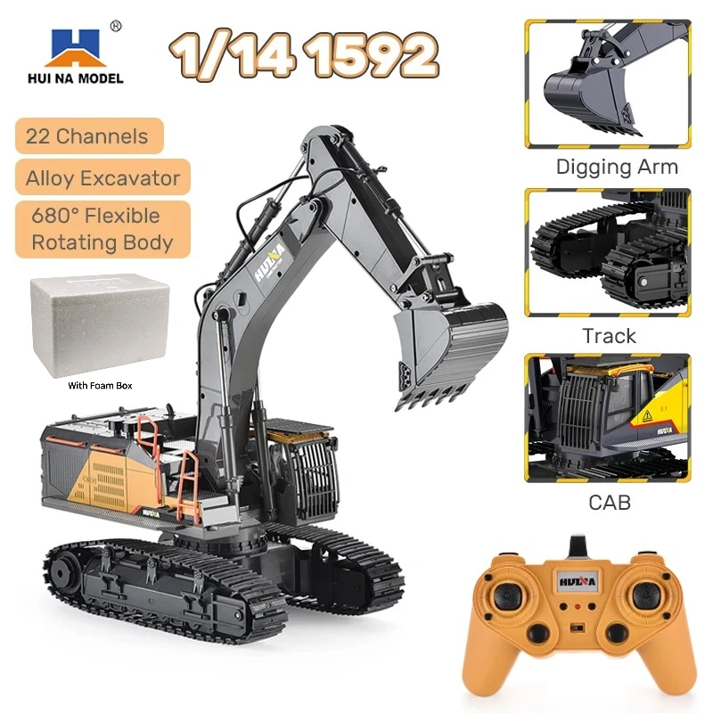 1/14 Scale 22 Channels 2.4G Remote Control Semi-Alloy Engineering Crawler Tractor with Foam Storage Box for Outdoor Toys