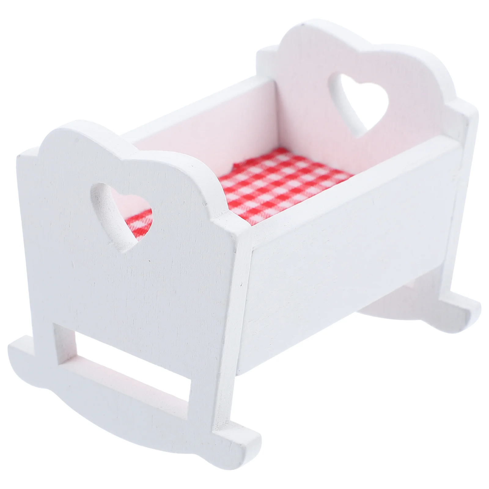 Huiswiegbed Miniatuur Babykamer Miniaturen Wieg Kinderkamermeubilair voor poppen Houten accessoire